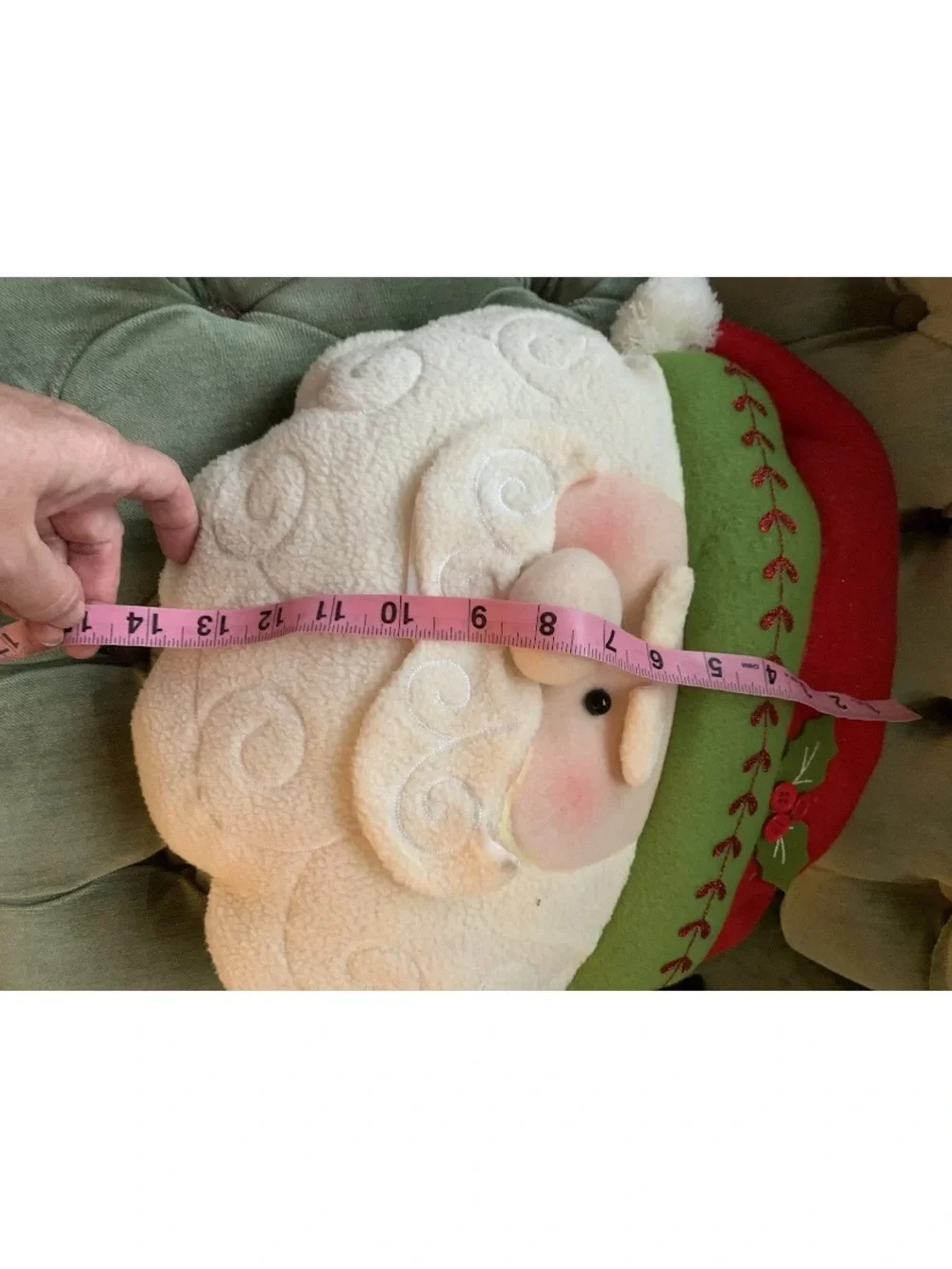 Joanna Fabric Holiday Inspiration Santa Pillow Decorative Christmas Read~